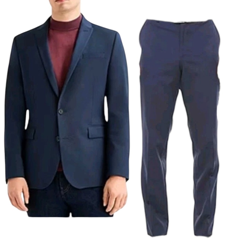 Quiet Luxury J. Ferrar‎ Navy Stretch Slim Fit Suit 44R Business Wedding